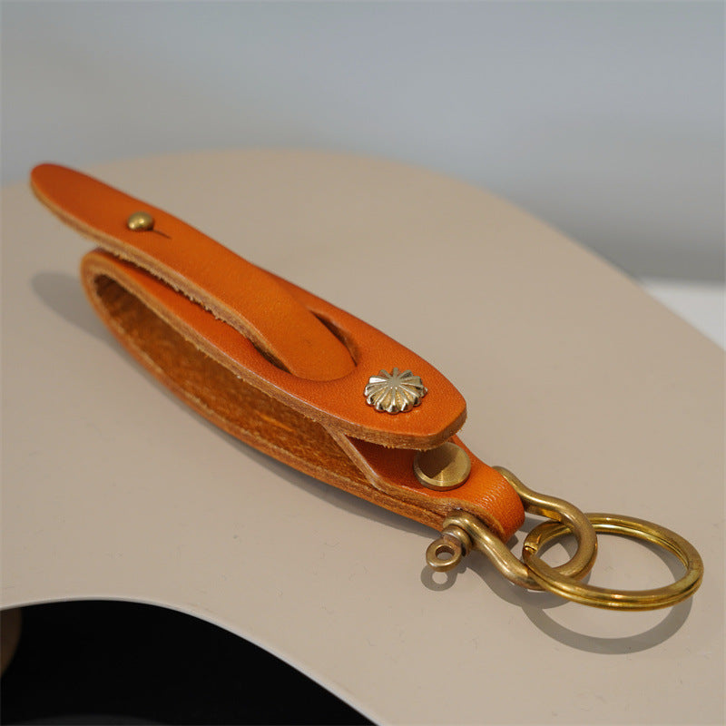 Wholesale Simple First Layer Cowhide Keychain